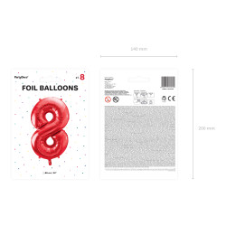 Foliová číslice- 8 červená -86 cm